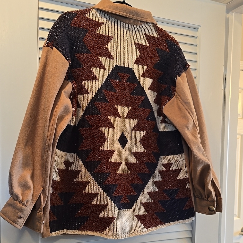 Geometric Patterned Jacket with Knit Back